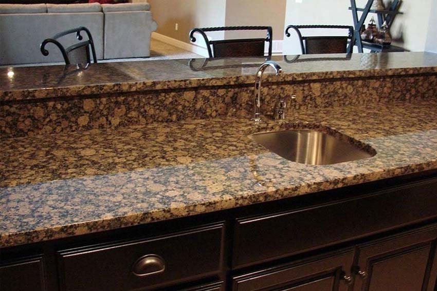 Black with Brown Granite Countertops